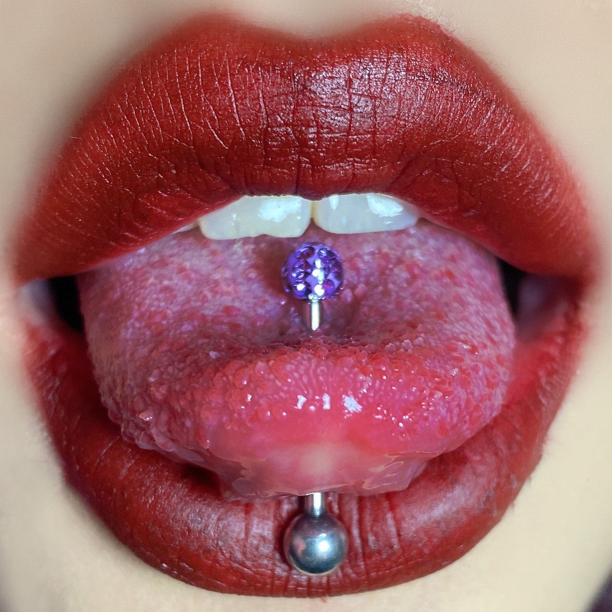 Y2K Multicolor Micro-Pave Tongue Ring - Smooth Epoxy Sealed