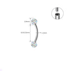 ASTM F136 Titanium Full CZ Curved Barbell - Internally Threaded Eyebrow & Rook Ring