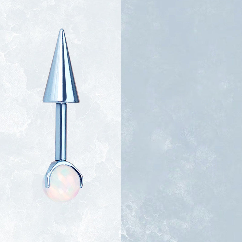 ASTM F136 Titanium Aurora Opal Spike Stud - Edgy Fairycore Cartilage Piercing