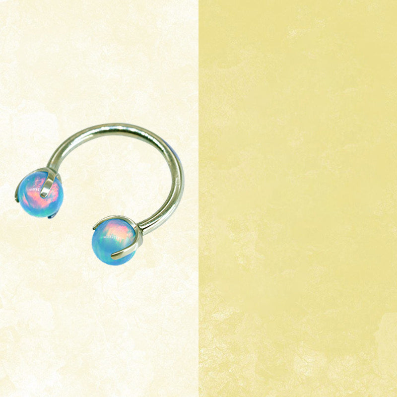 ASTM F136 Titanium Aurora Jelly Opal Circular Barbell - Internally Threaded Septum &Cartilage& Lip Ring