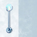 F136 Titanium Aurora Jelly 5mm Opal Straight Barbell - Sparkling Nipple, Tongue & Bridge Piercing
