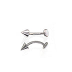F136 Titanium Opal Spike Piercing | Colorful Curved Barbell for Rook & Eyebrow