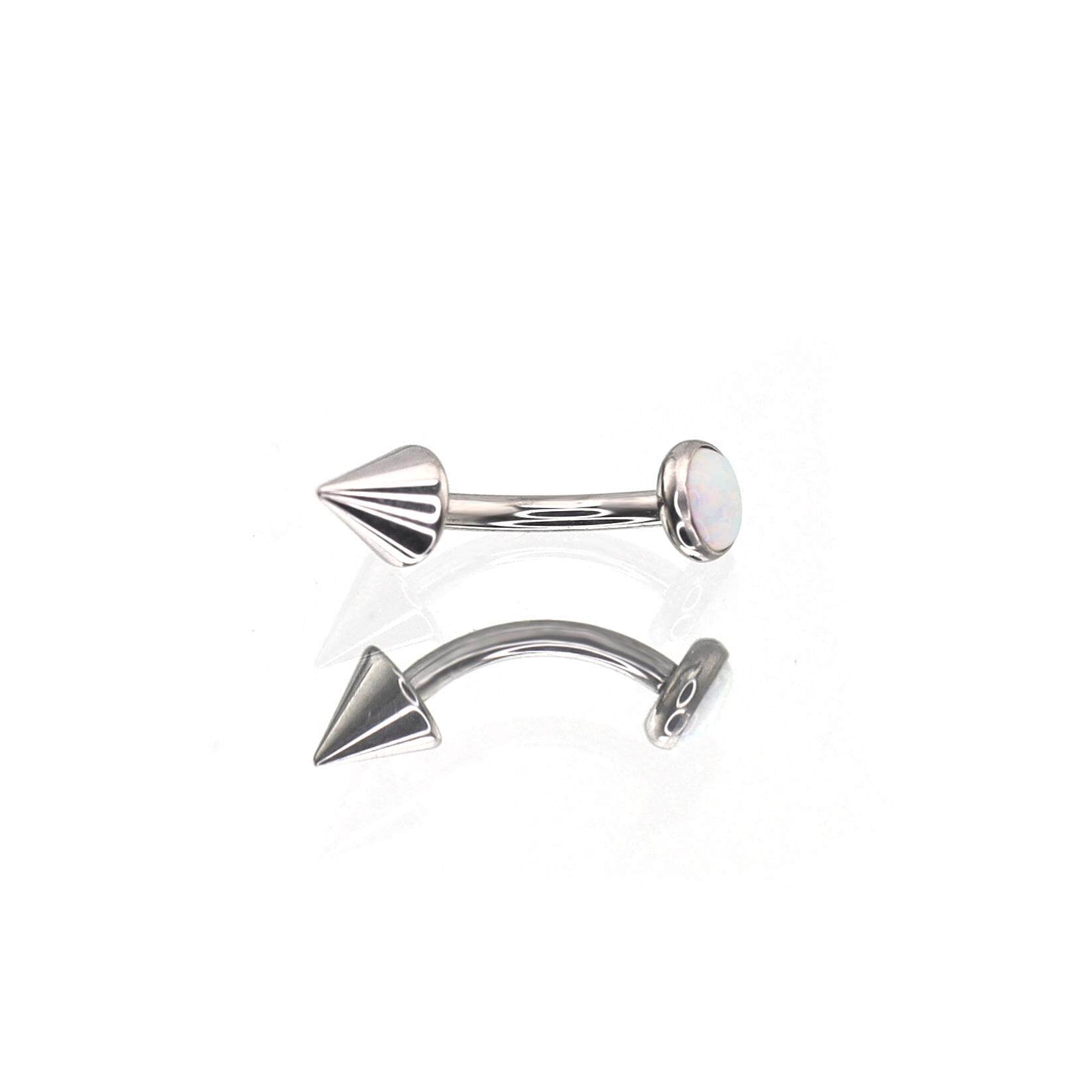 F136 Titanium Opal Spike Piercing | Colorful Curved Barbell for Rook & Eyebrow
