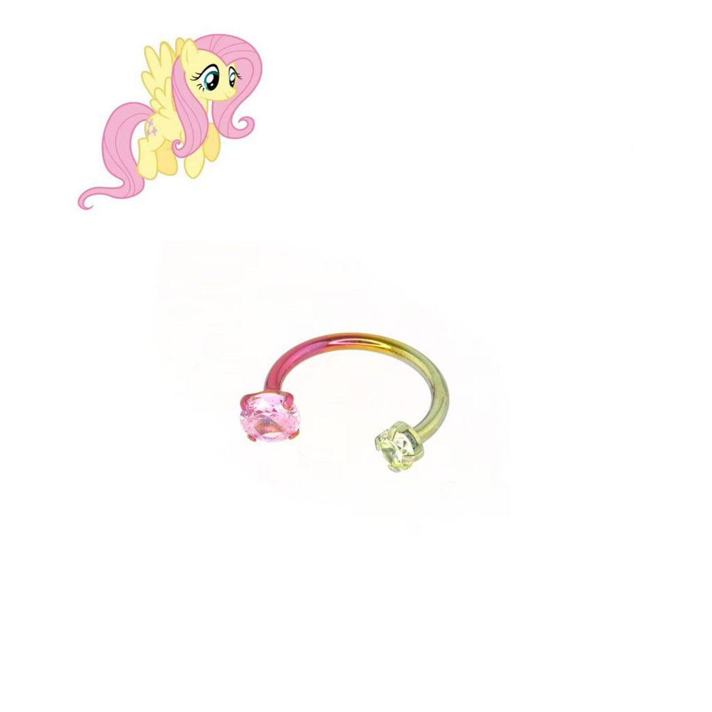 MLP Pastel Titanium Asymmetrical Zirconia Horseshoe Cartilage｜Septum Piercing
