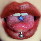 Y2K Multicolor Micro-Pave Tongue Ring - Smooth Epoxy Sealed