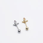 Pair of 20G CZ Cross Magic Wand Studs | Surgical Steel Thin Bar Earrings