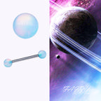 Aurora Iridescent Double 5mm Opal Tongue Ring | F136 Titanium Internally Threaded Nebula