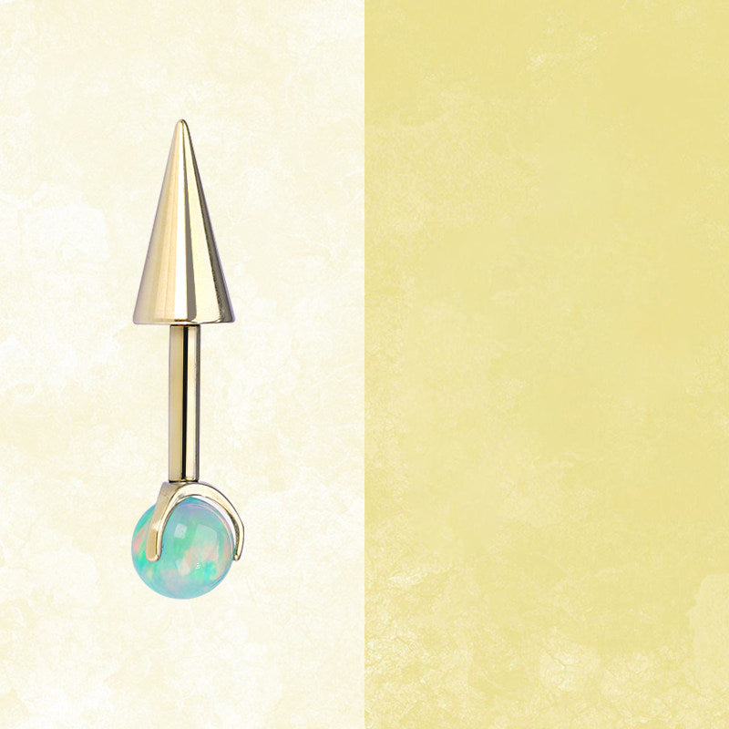 ASTM F136 Titanium Aurora Opal Spike Stud - Edgy Fairycore Cartilage Piercing