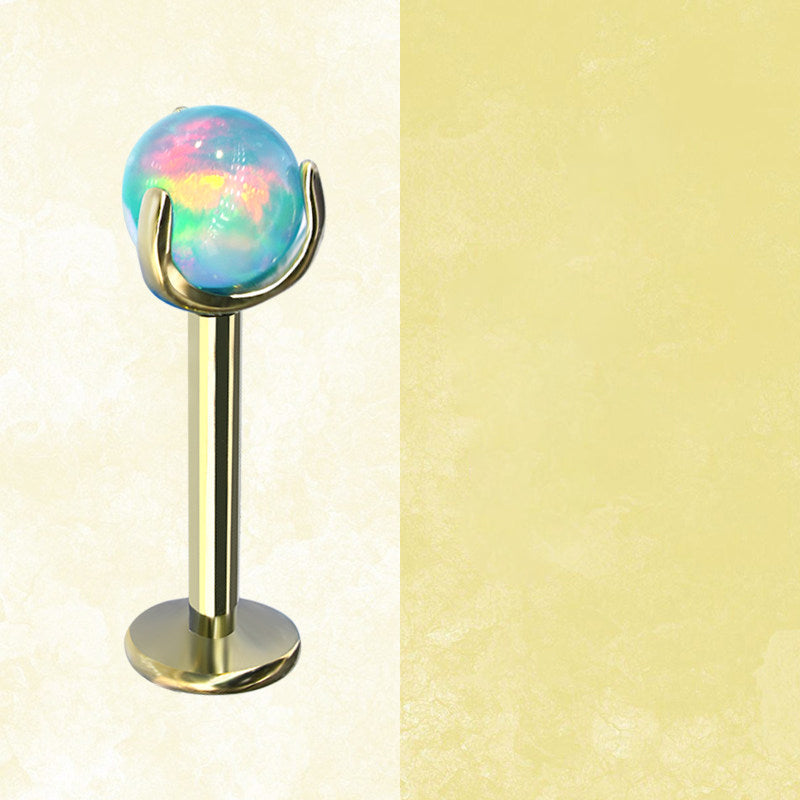 F136 Titanium Jelly 5mm Opal Internally Threaded Stud for Lip, Helix, Tragus & Cartilage