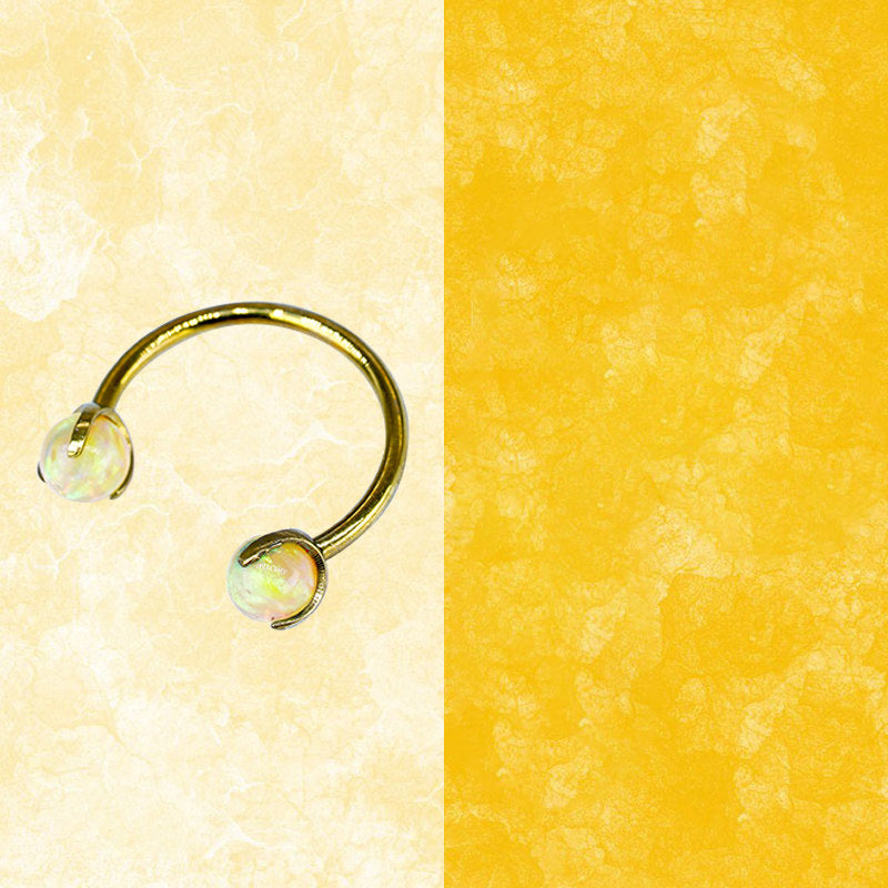 ASTM F136 Titanium Aurora Jelly Opal Circular Barbell - Internally Threaded Septum &Cartilage& Lip Ring