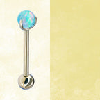 F136 Titanium Aurora Jelly 5mm Opal Straight Barbell - Sparkling Nipple, Tongue & Bridge Piercing