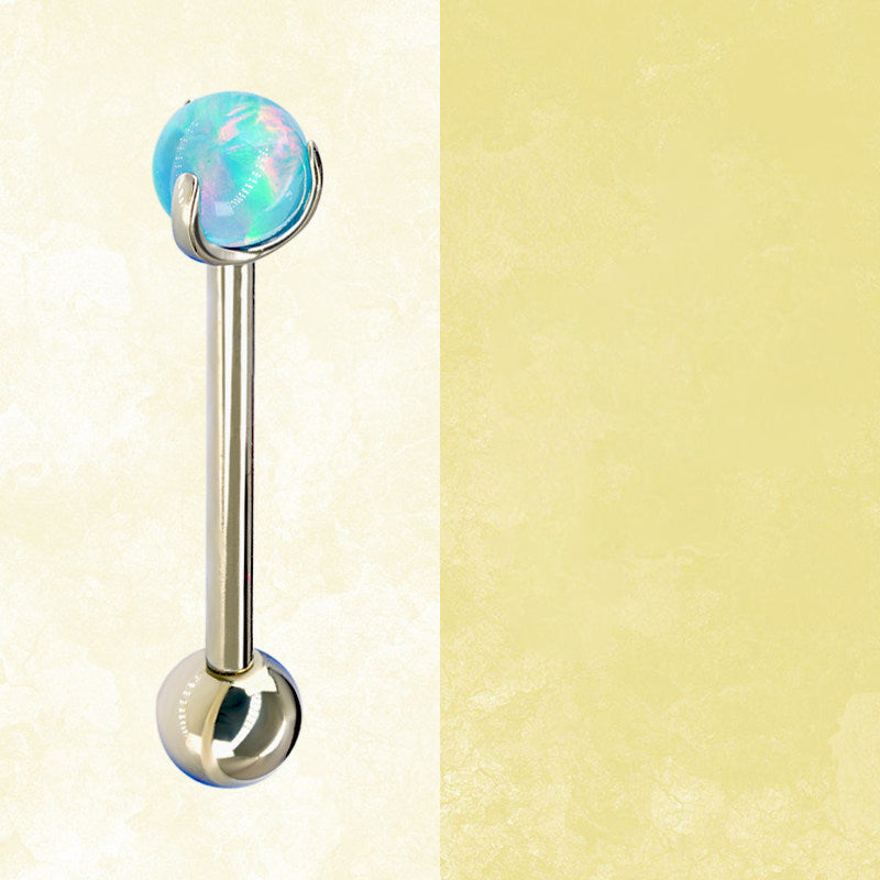 F136 Titanium Aurora Jelly 5mm Opal Straight Barbell - Sparkling Nipple, Tongue & Bridge Piercing