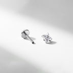 F136 Titanium Four Leaf Clover Opal Internally Threaded Flat Back Studs
