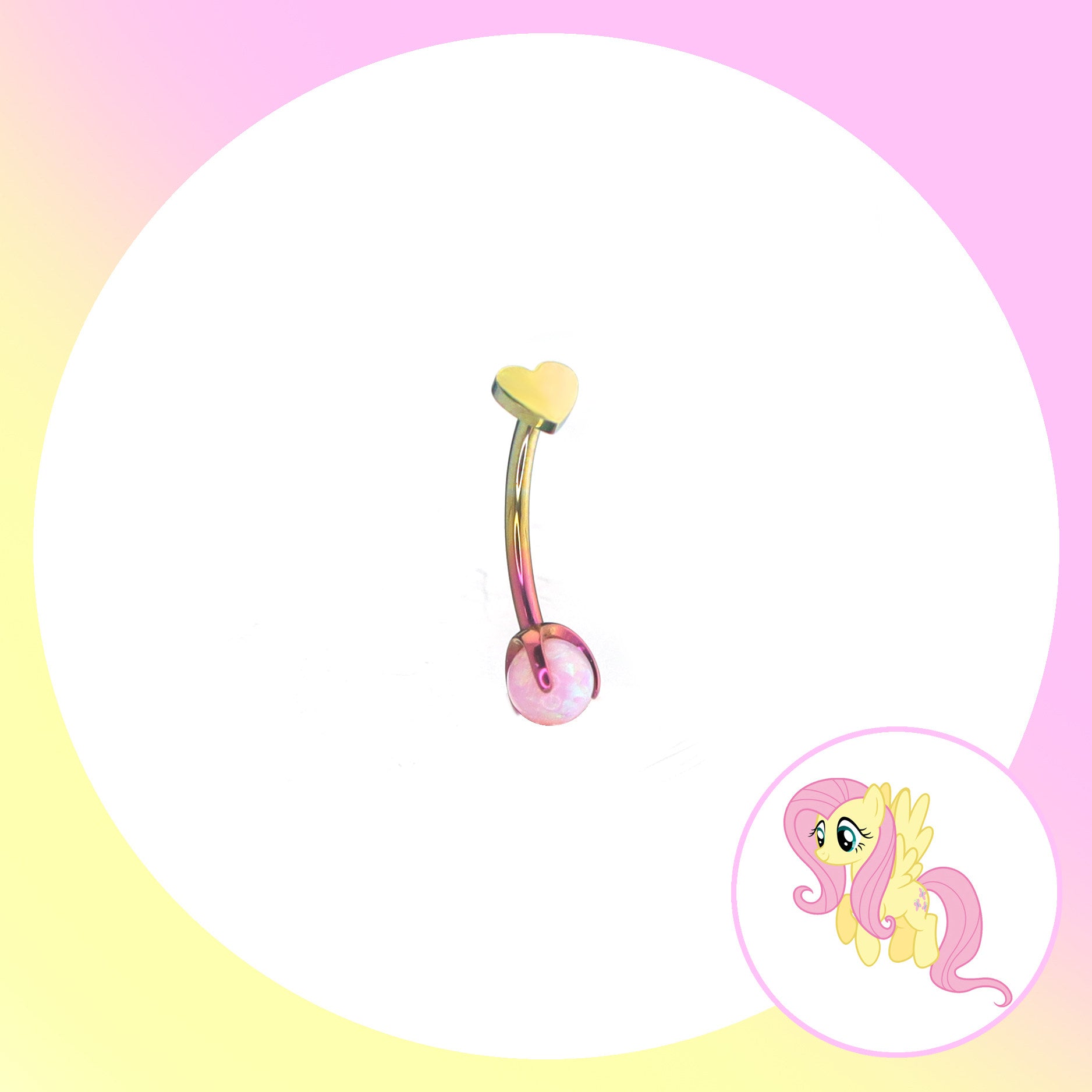 MLP Titanium Heart Top Curved Barbell | Rook Earring, Eyebrow Ring & Navel Stud