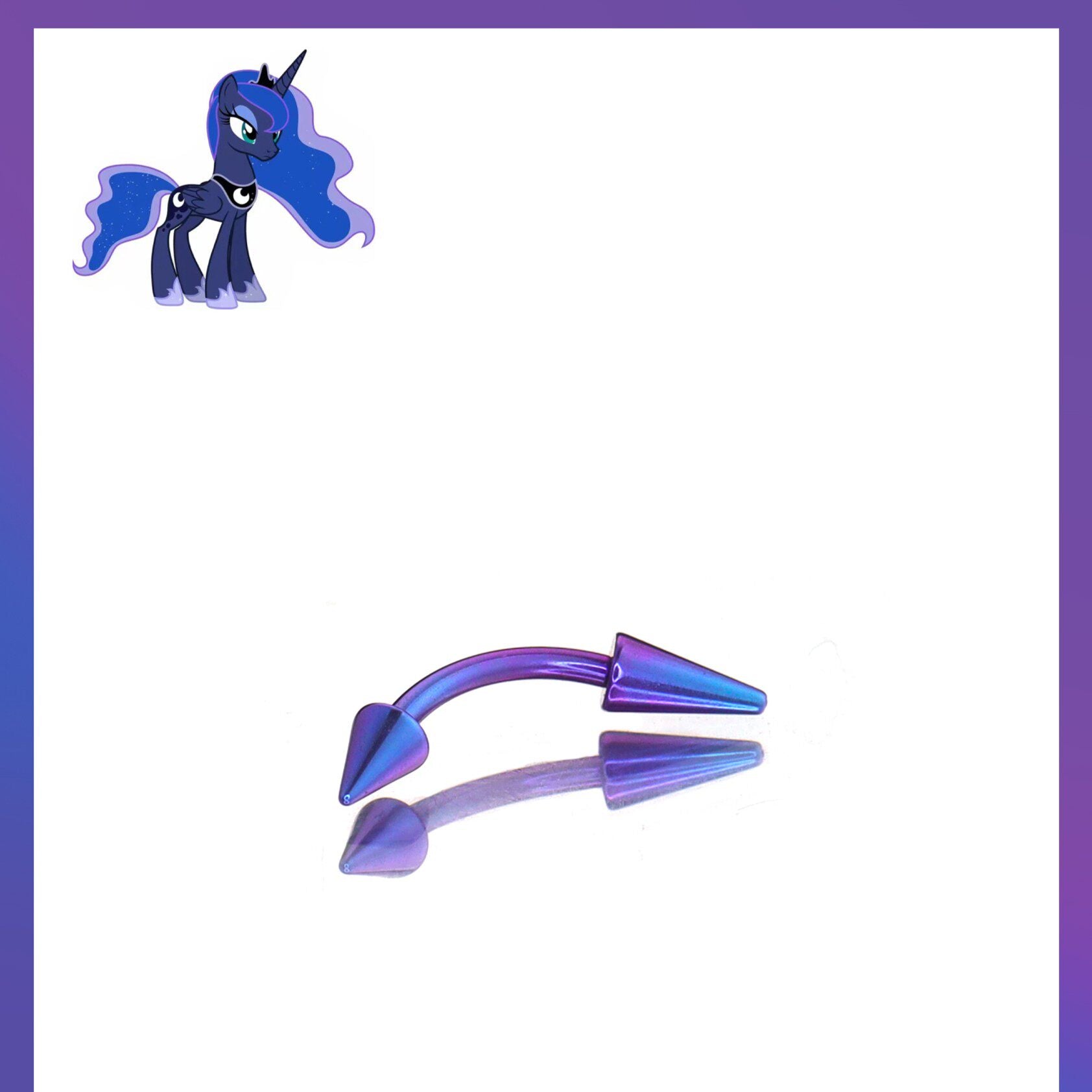 MLP Titanium Spiked Titanium Curved Barbell | Rook & Eyebrow Angel Fangs Lip Ring