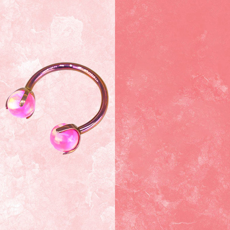 ASTM F136 Titanium Aurora Jelly Opal Circular Barbell - Internally Threaded Septum &Cartilage& Lip Ring