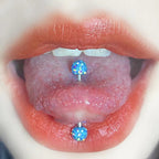Y2K Multicolor Micro-Pave Tongue Ring - Smooth Epoxy Sealed