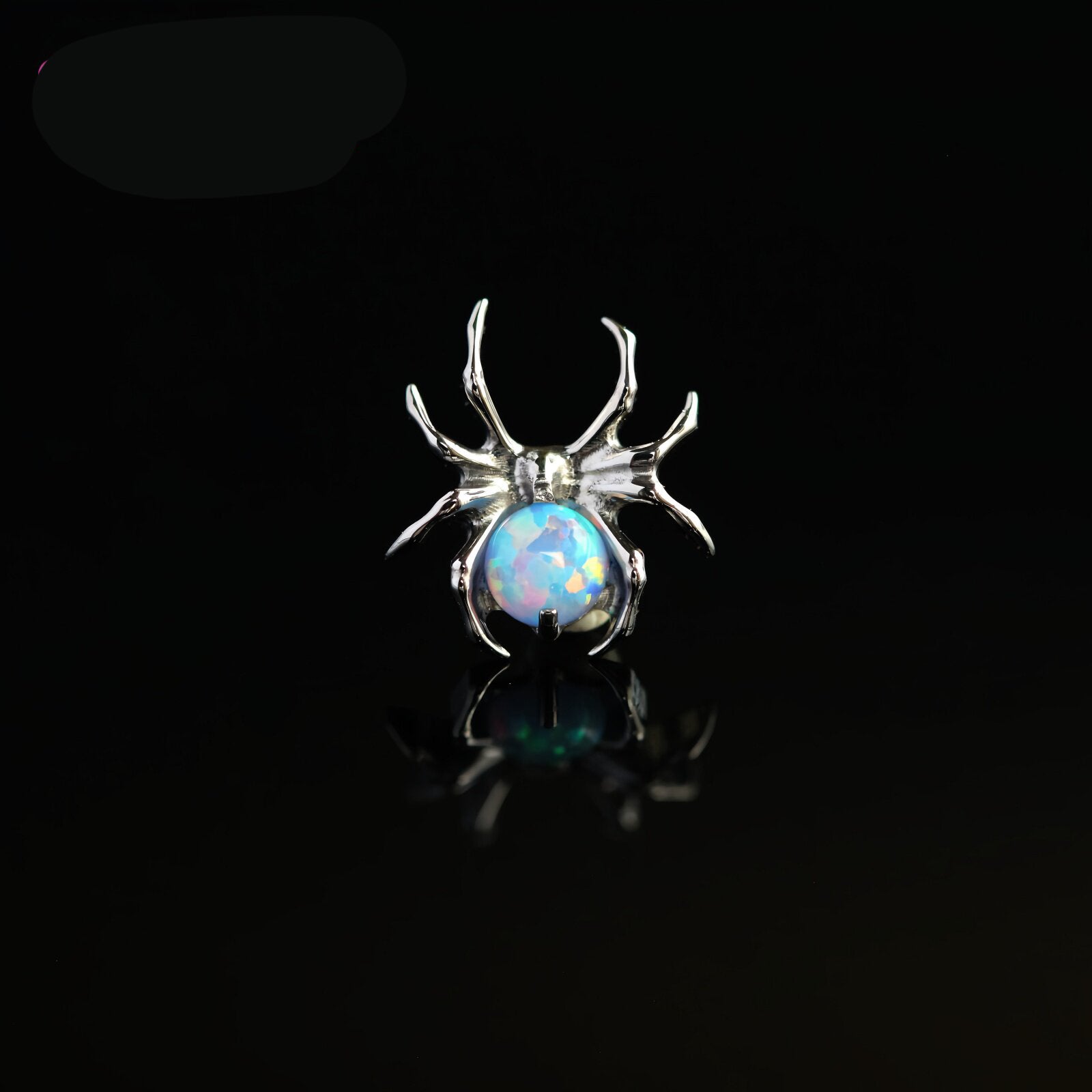 Titanium Fire Opal Spider Stud | Sparkling Synthetic Opal Insect Piercing for Helix & Cartilage