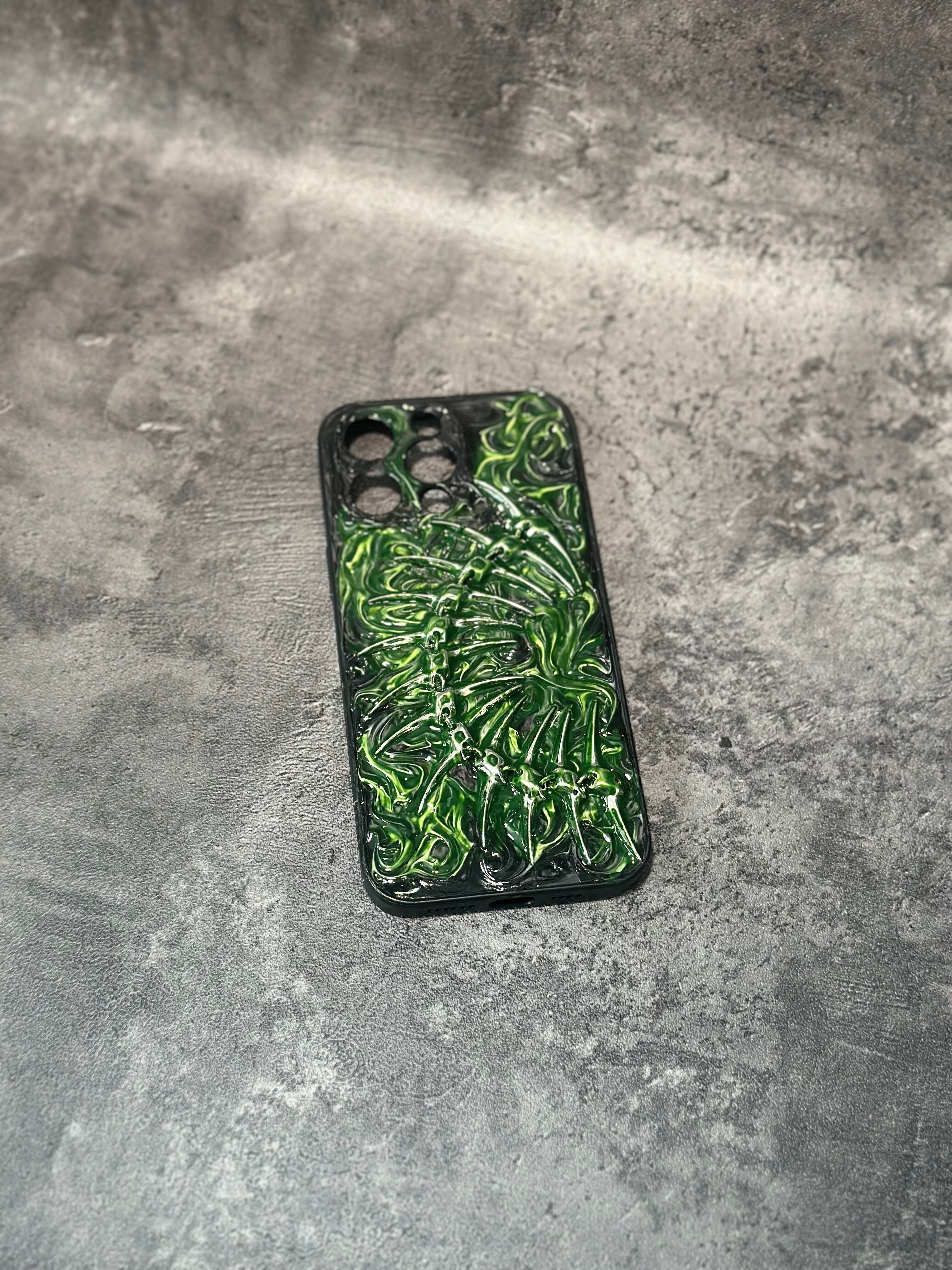 "Gothic Relics" 3D Embossed Phone Case | Bloody Cross, Fallen Angel & Spine Ribcage Art