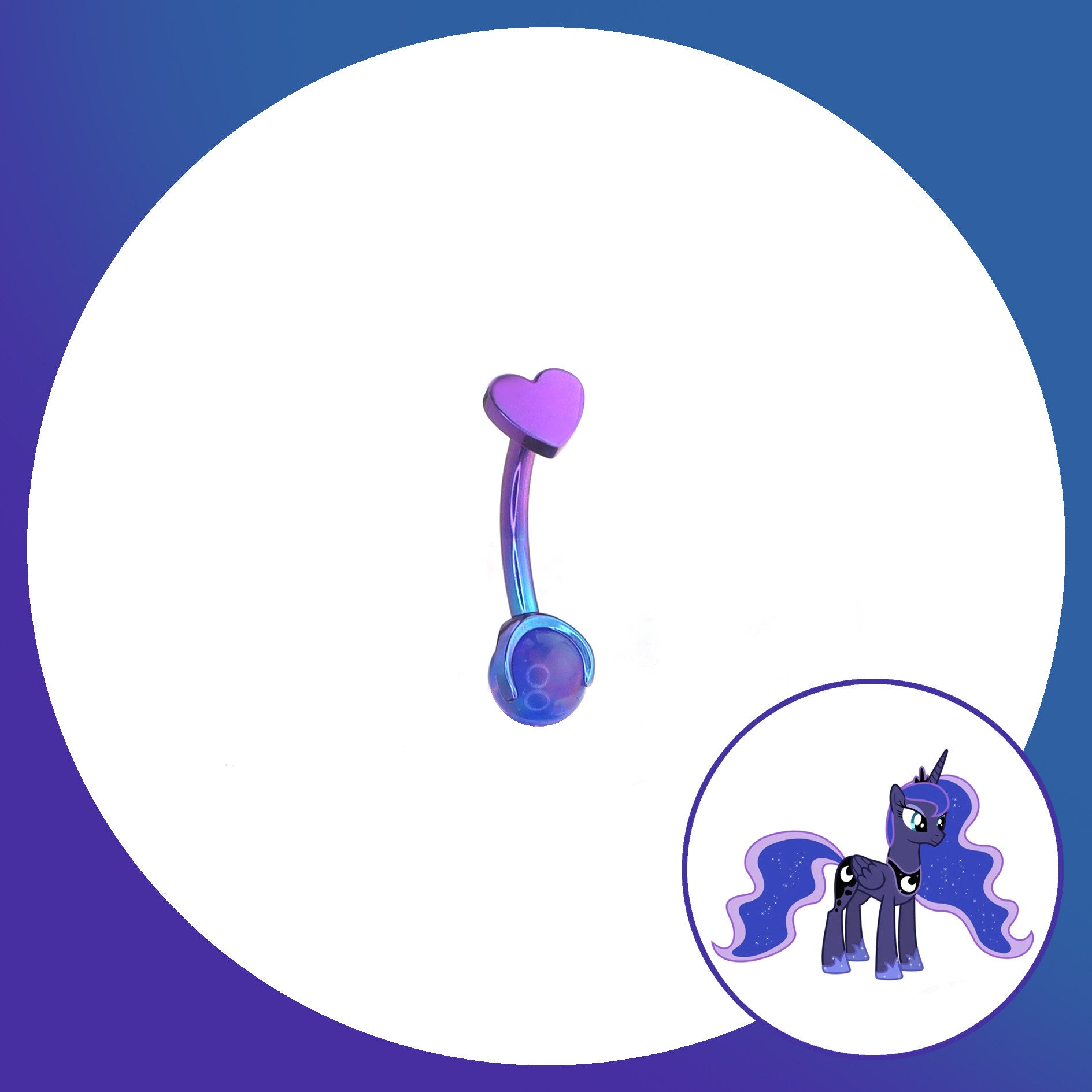 MLP Titanium Heart Top Curved Barbell | Rook Earring, Eyebrow Ring & Navel Stud