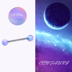Aurora Iridescent Double 5mm Opal Tongue Ring | F136 Titanium Internally Threaded Nebula