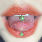 Y2K Multicolor Micro-Pave Tongue Ring - Smooth Epoxy Sealed