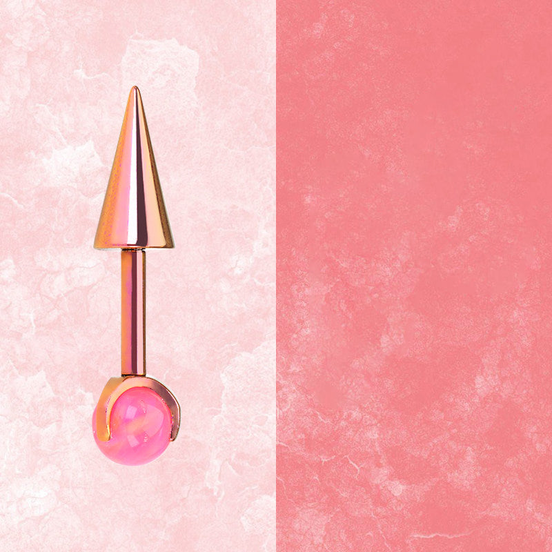 ASTM F136 Titanium Aurora Opal Spike Stud - Edgy Fairycore Cartilage Piercing