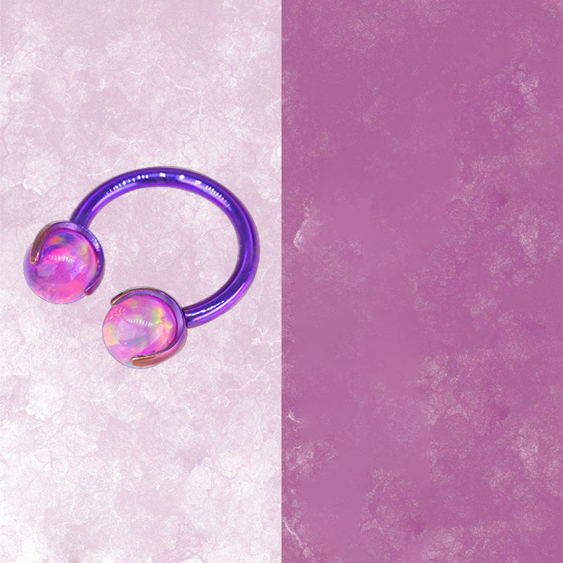 ASTM F136 Titanium Aurora Jelly Opal Circular Barbell - Internally Threaded Septum &Cartilage& Lip Ring