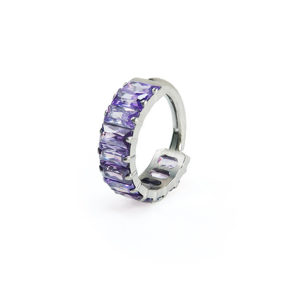 ASTM F136 Titanium Rainbow CZ Septum Clicker - Chunky Icy Cartilage Hoop