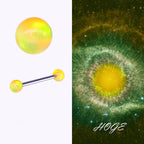 Aurora Iridescent Double 5mm Opal Tongue Ring | F136 Titanium Internally Threaded Nebula
