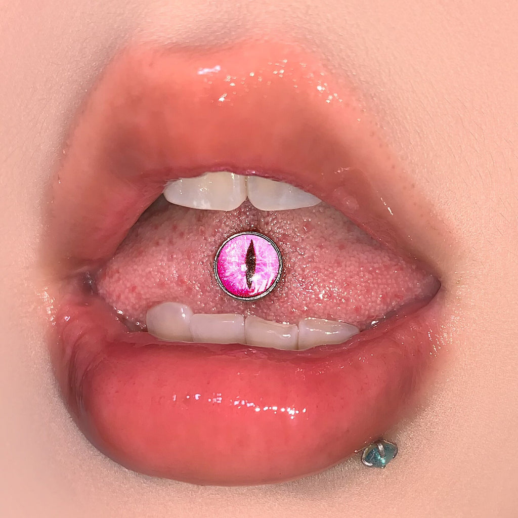 Mystic Demon Eye Titanium Tongue Ring - Internally Threaded