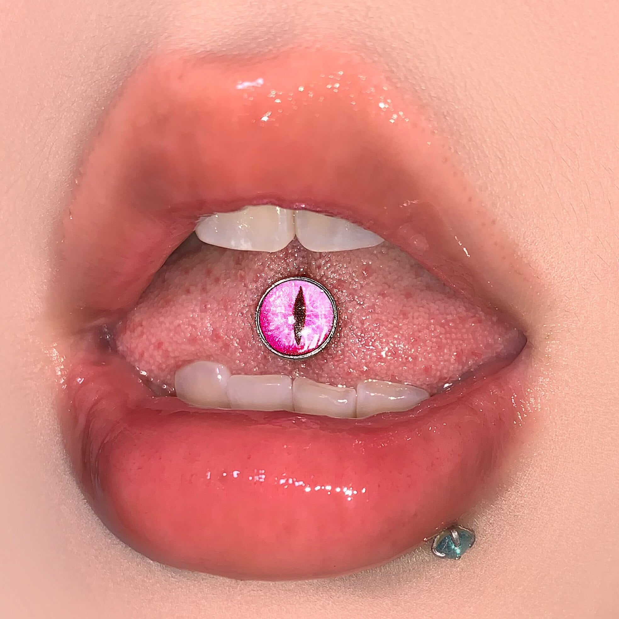 Mystic Demon Eye Titanium Tongue Ring - Internally Threaded