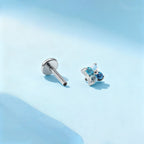 F136 Titanium Four Leaf Clover Opal Internally Threaded Flat Back Studs