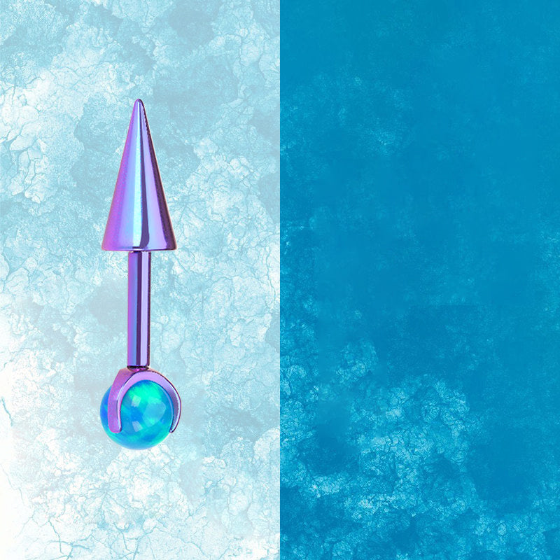 ASTM F136 Titanium Aurora Opal Spike Stud - Edgy Fairycore Cartilage Piercing