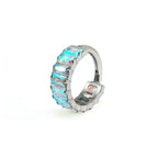 ASTM F136 Titanium Rainbow CZ Septum Clicker - Chunky Icy Cartilage Hoop
