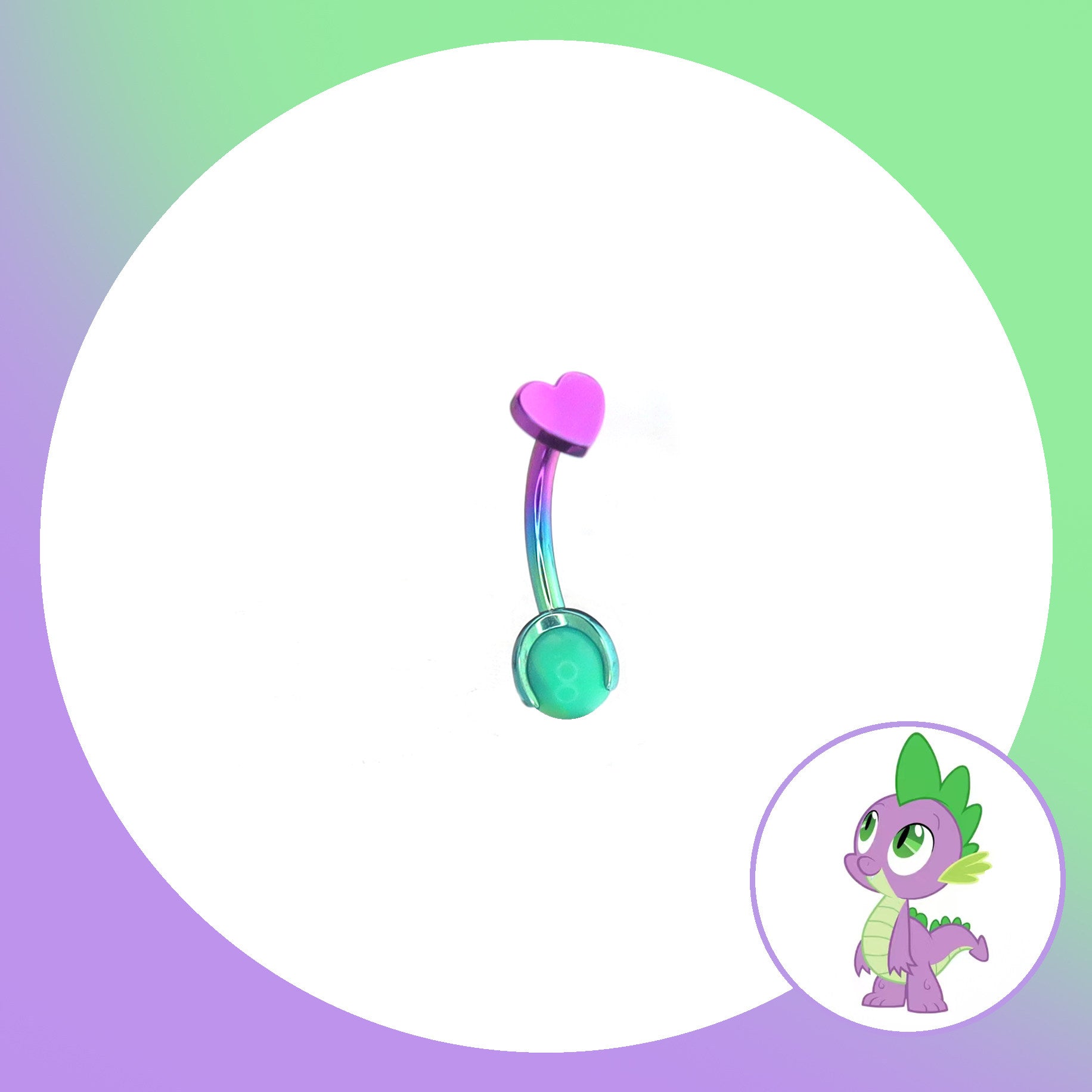 MLP Titanium Heart Top Curved Barbell | Rook Earring, Eyebrow Ring & Navel Stud