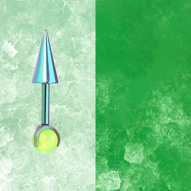 ASTM F136 Titanium Aurora Opal Spike Stud - Edgy Fairycore Cartilage Piercing