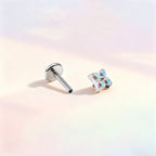 F136 Titanium Four Leaf Clover Opal Internally Threaded Flat Back Studs
