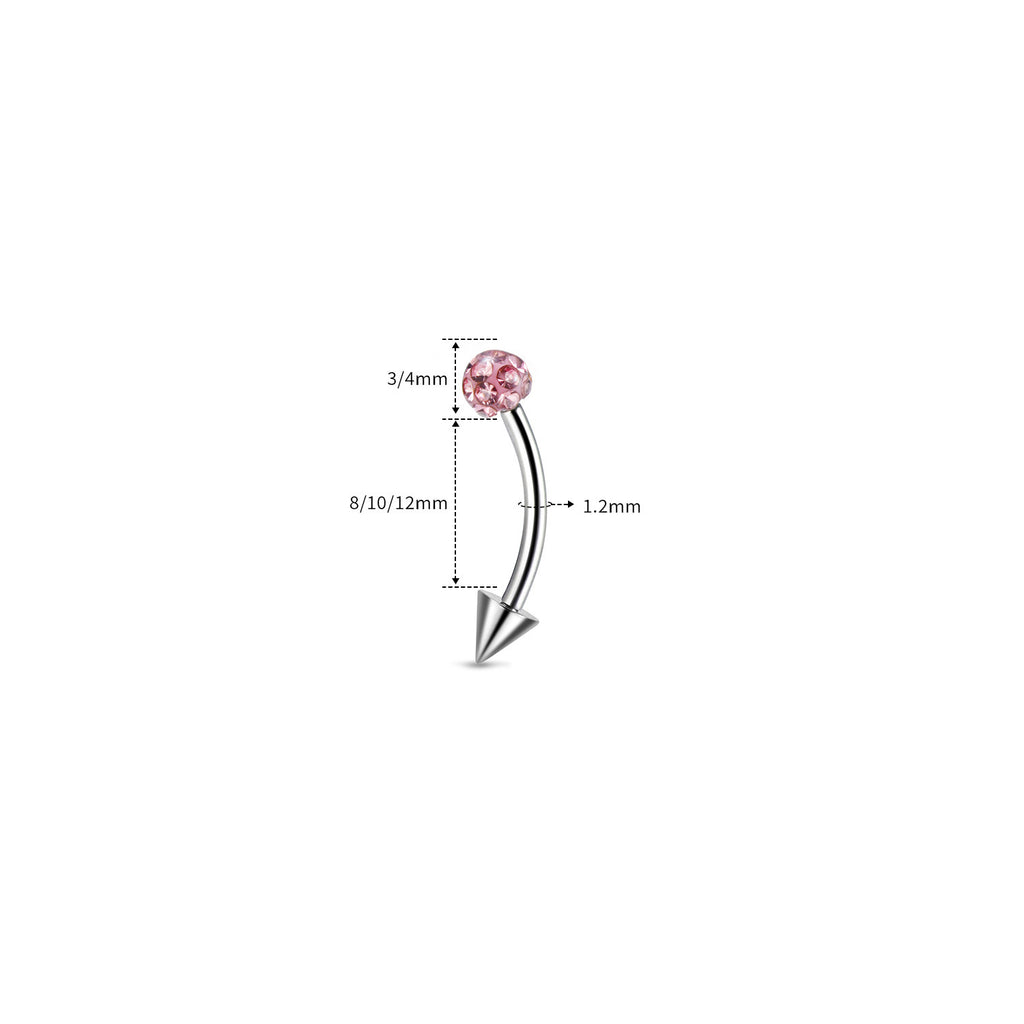 ASTM F136 Titanium Full CZ Curved Barbell - Internally Threaded Eyebrow & Rook Ring