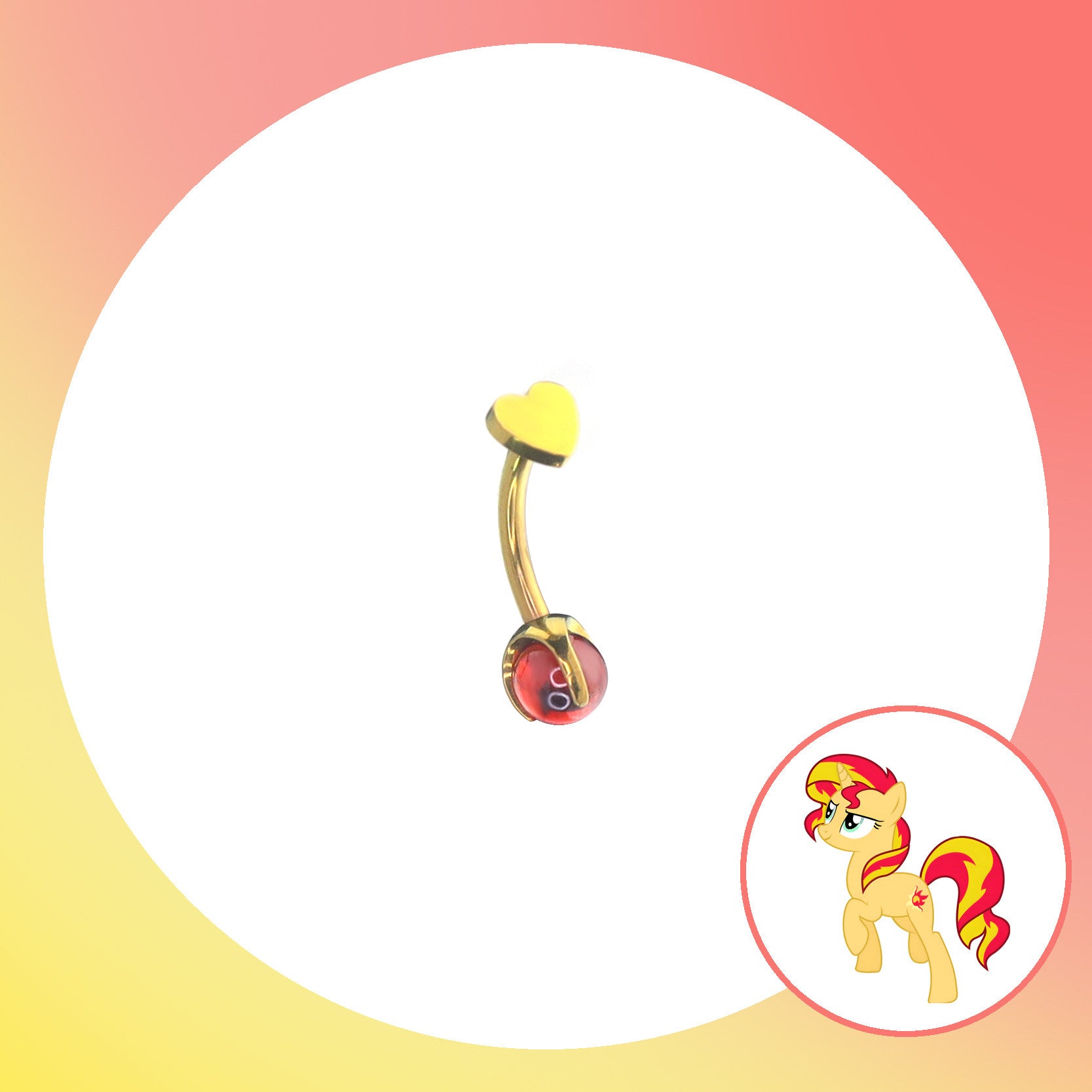 MLP Titanium Heart Top Curved Barbell | Rook Earring, Eyebrow Ring & Navel Stud