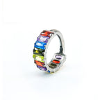 ASTM F136 Titanium Rainbow CZ Septum Clicker - Chunky Icy Cartilage Hoop