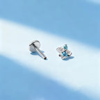 F136 Titanium Four Leaf Clover Opal Internally Threaded Flat Back Studs
