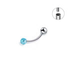 ASTM F136 Titanium Full CZ Curved Barbell - Internally Threaded Eyebrow & Rook Ring