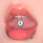 14G Titanium Dragon Eye Tongue Barbell - Slit Pupil Design