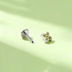 F136 Titanium Four Leaf Clover Opal Internally Threaded Flat Back Studs