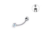 ASTM F136 Titanium Full CZ Curved Barbell - Internally Threaded Eyebrow & Rook Ring