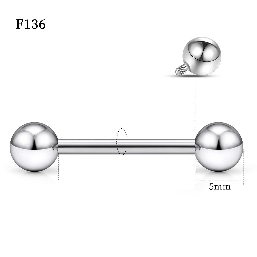 Hypoallergenic Titanium Barbell - For Tongue, Nipple & Ear Piercings