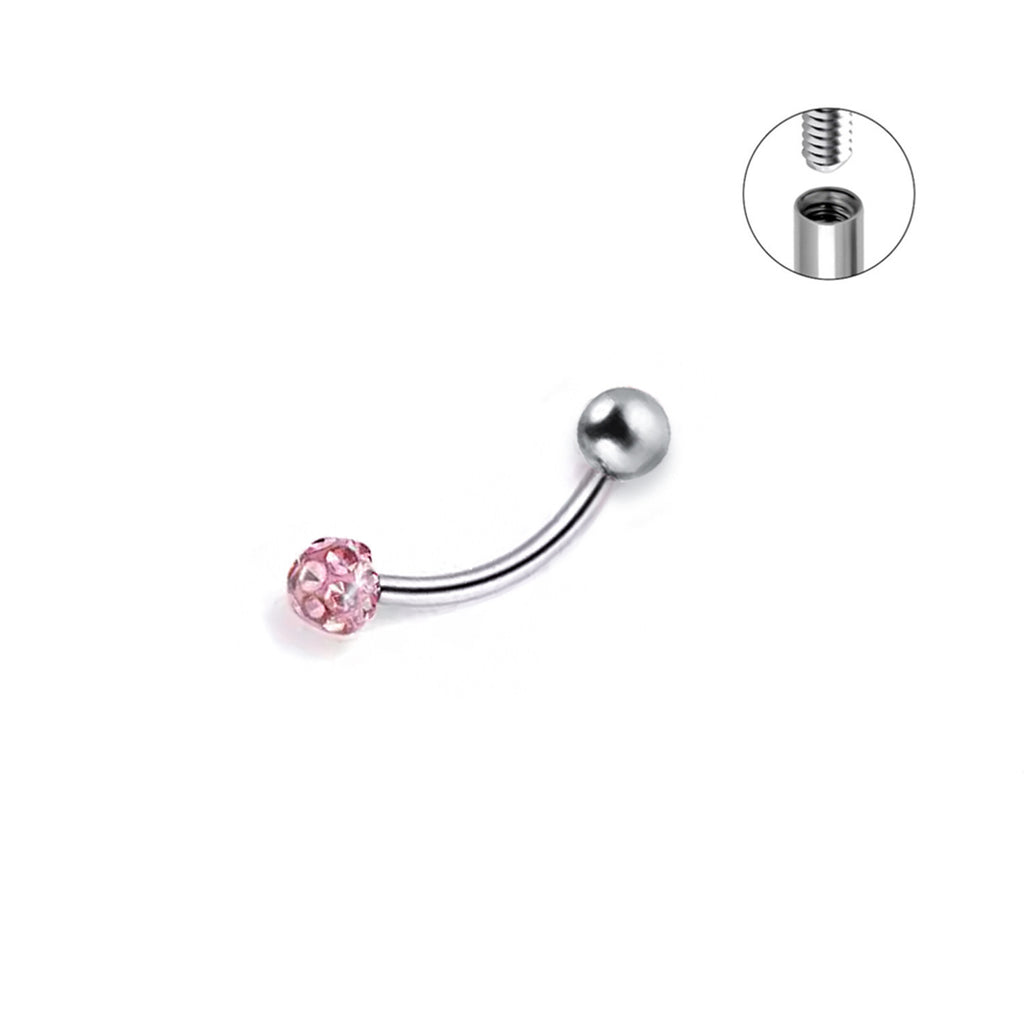ASTM F136 Titanium Full CZ Curved Barbell - Internally Threaded Eyebrow & Rook Ring
