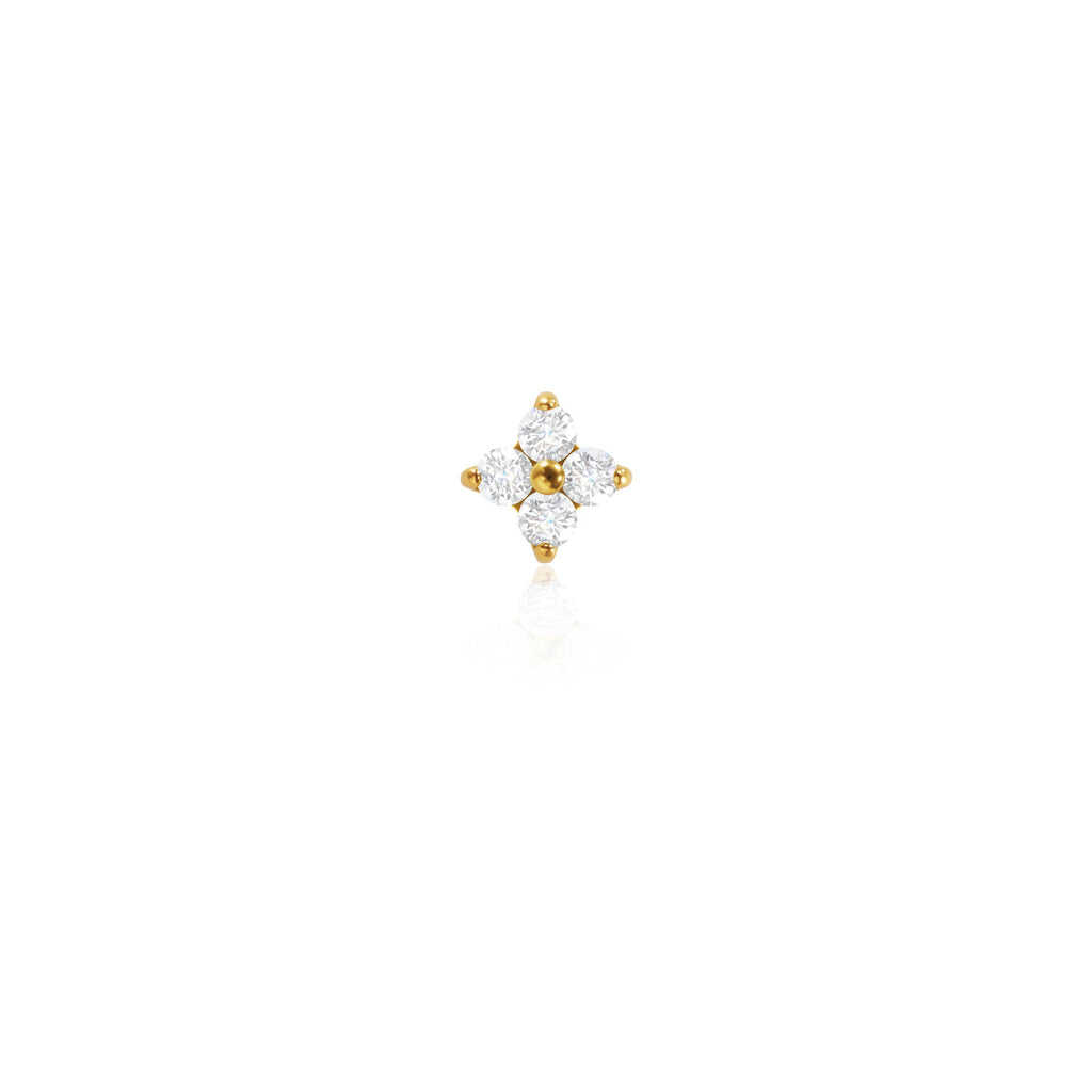 F136 Titanium Gold Bar Opal Four Leaf Clover Internally Threaded Flat Back Studs