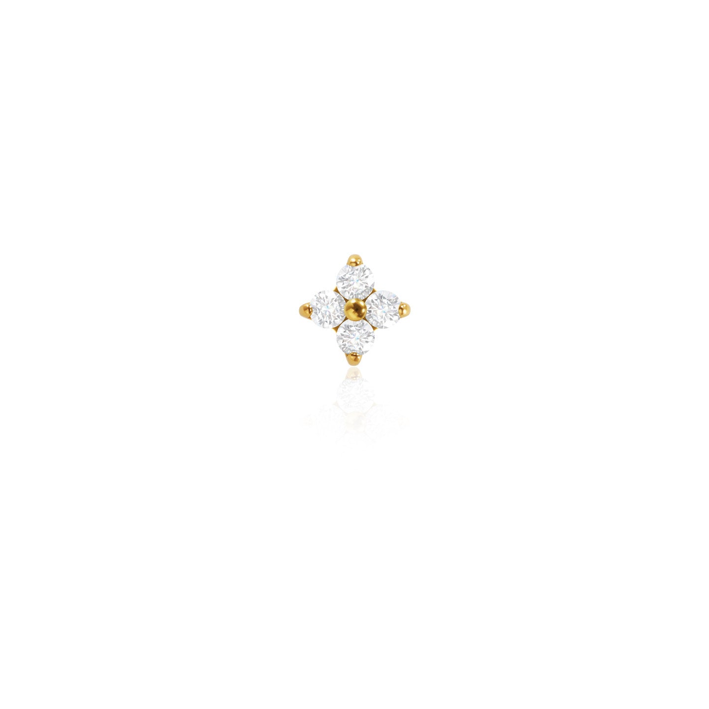 F136 Titanium Gold Bar Opal Four Leaf Clover Internally Threaded Flat Back Studs